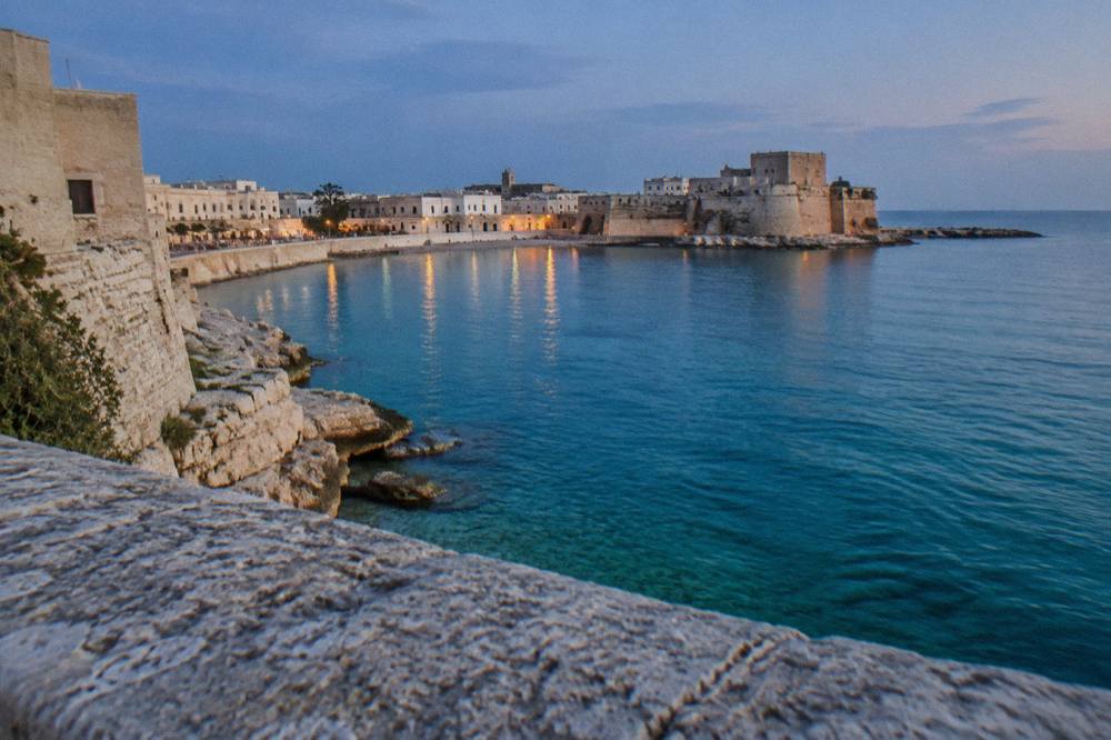 Turquoise water and pale cliffs on the Adriatic coast near Otranto
