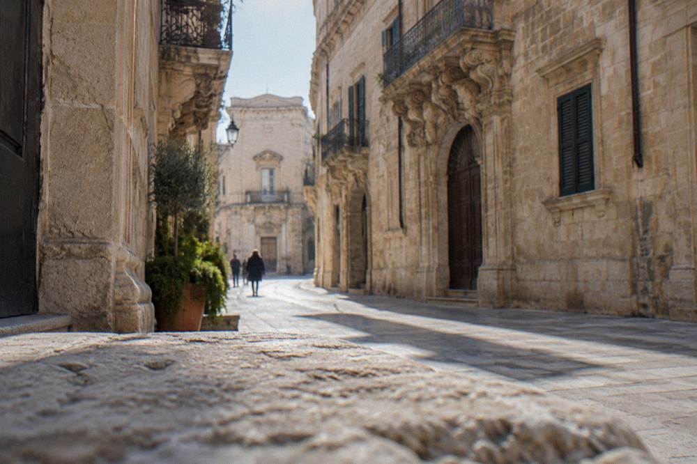Narrow pale limestone lane in the walled old town