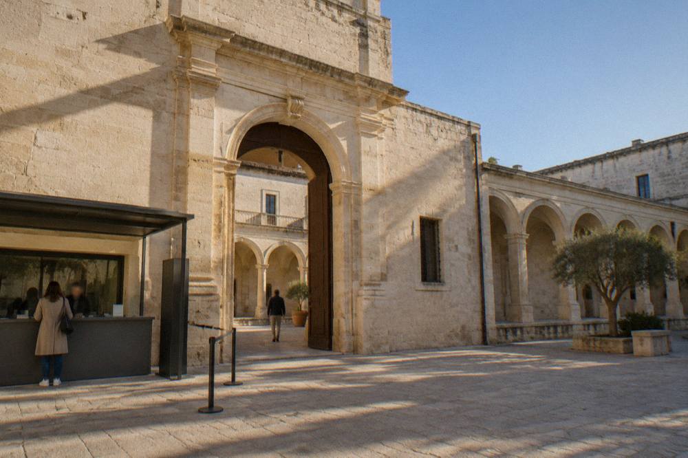 Ticket desk and entrance area of a small Italian civic museum