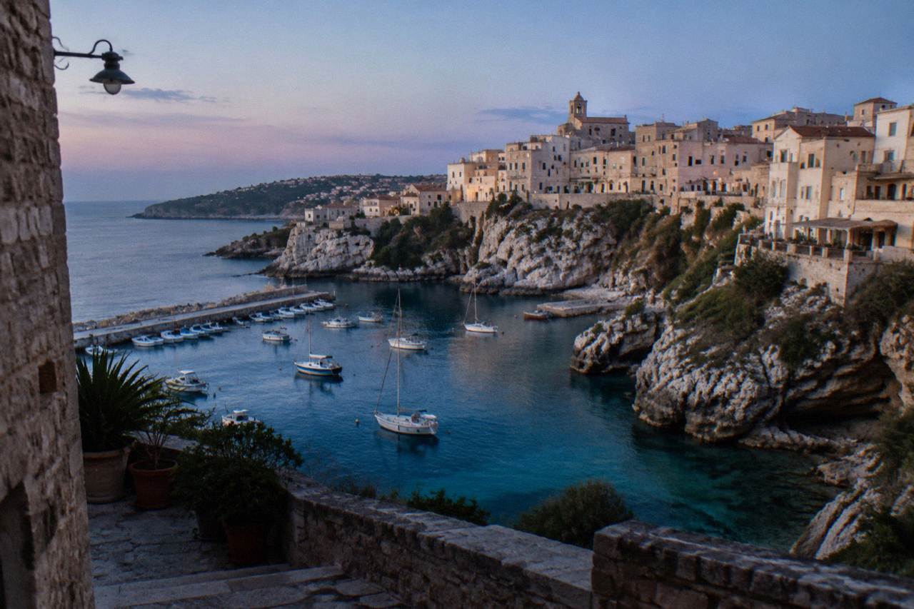 The limestone cliffs and clear water of the Adriatic coast at Castro in Puglia