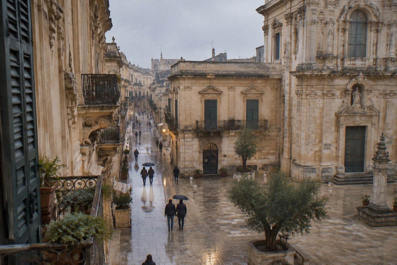 Ostuni's whitewashed old town rising on its hill above the plain of northern Puglia