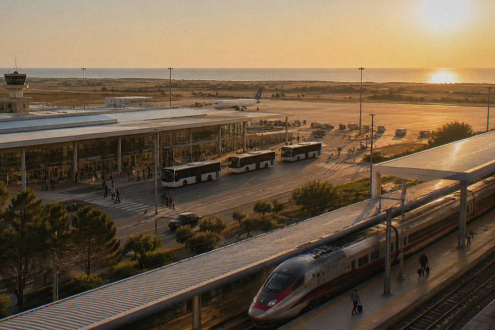 A high-speed train on a platform at a large Italian railway terminus
