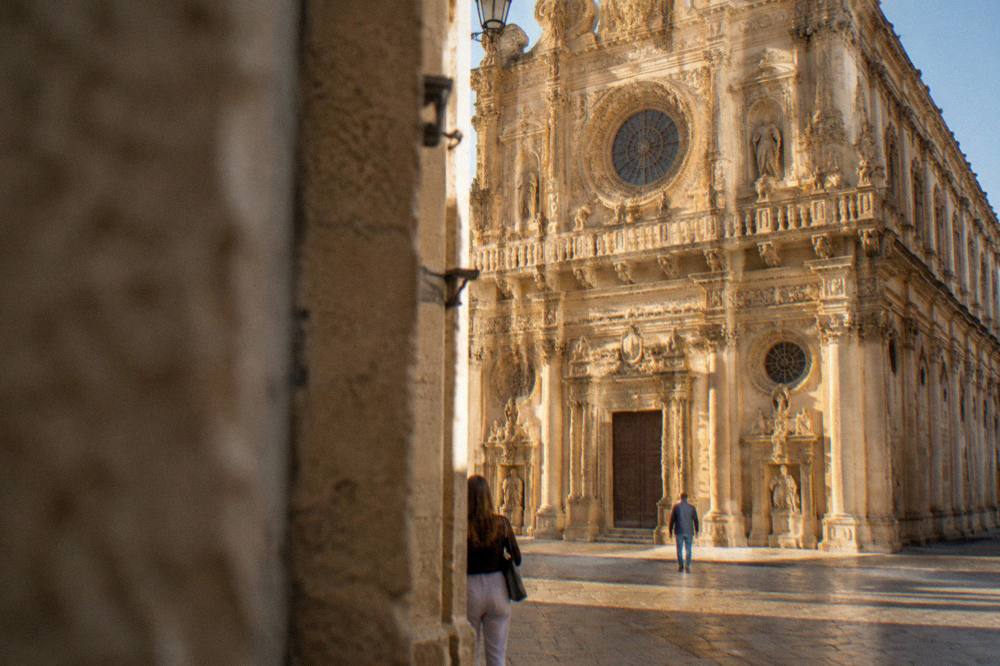 Golden limestone facade glowing in warm late afternoon light