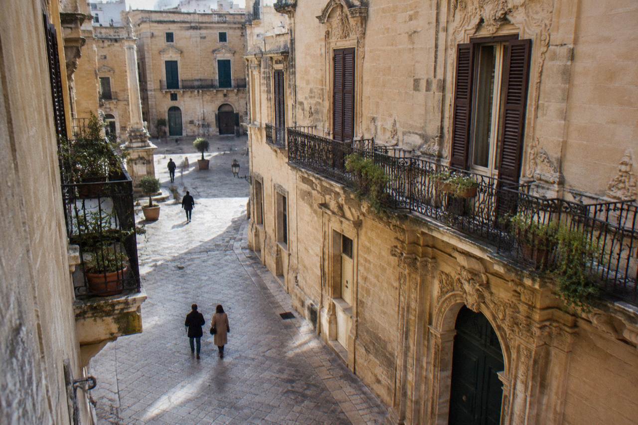 Lecce baroque facade under soft winter light in the old town