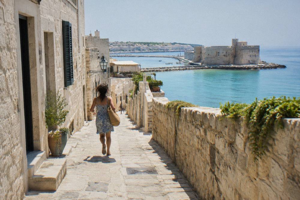 Narrow stone lanes of a small hill village in southern Puglia